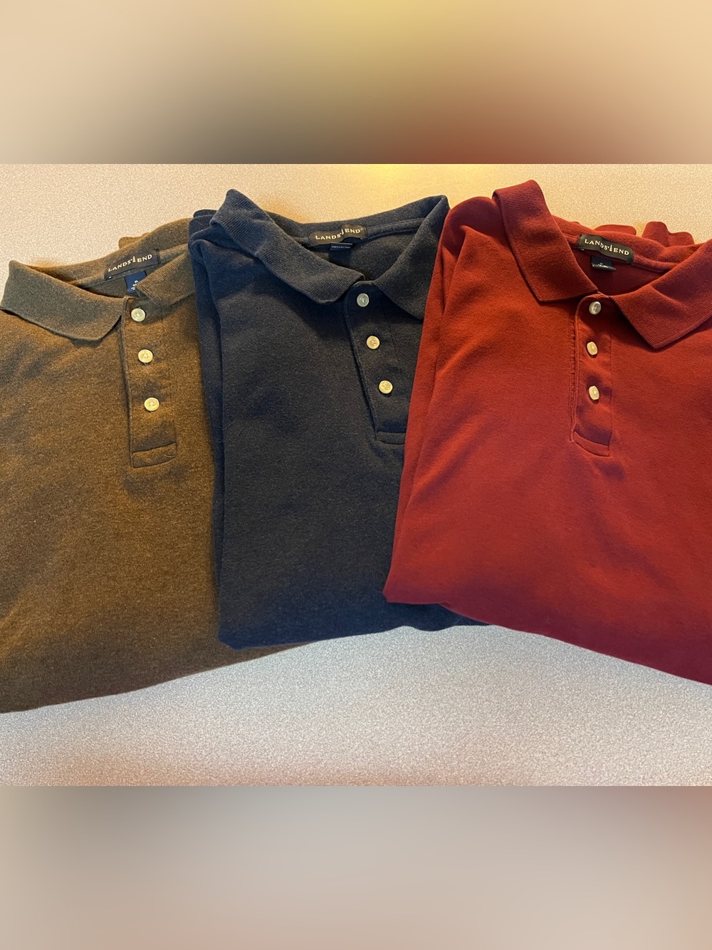 Lands’ End men’s long sleeve Henley shirts, lot of 3.